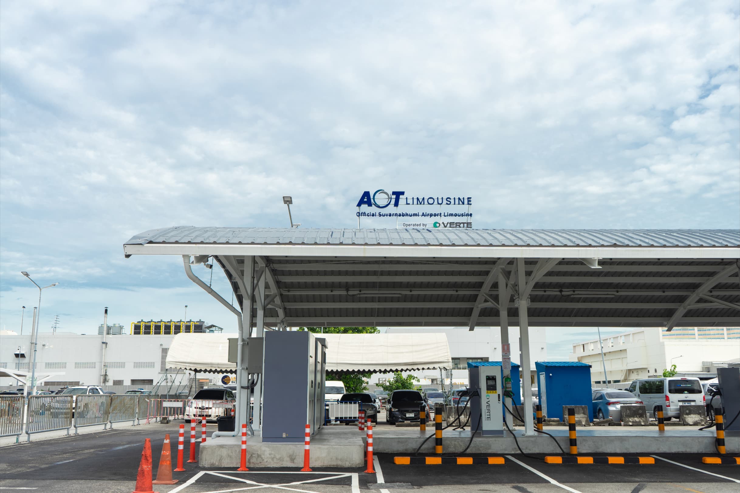 A Verte charging station at an AOT Limousine facility